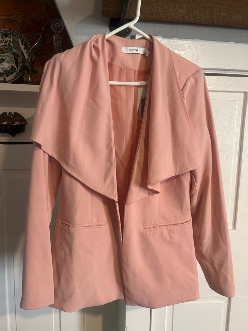 JustFab Pink Draped Open-Front Women's Blazer